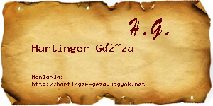 Hartinger Géza névjegykártya